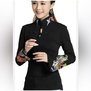 Cheongsam‎ Top Traditional Chinese Clothing Long Sleeve National Style Tops XXL